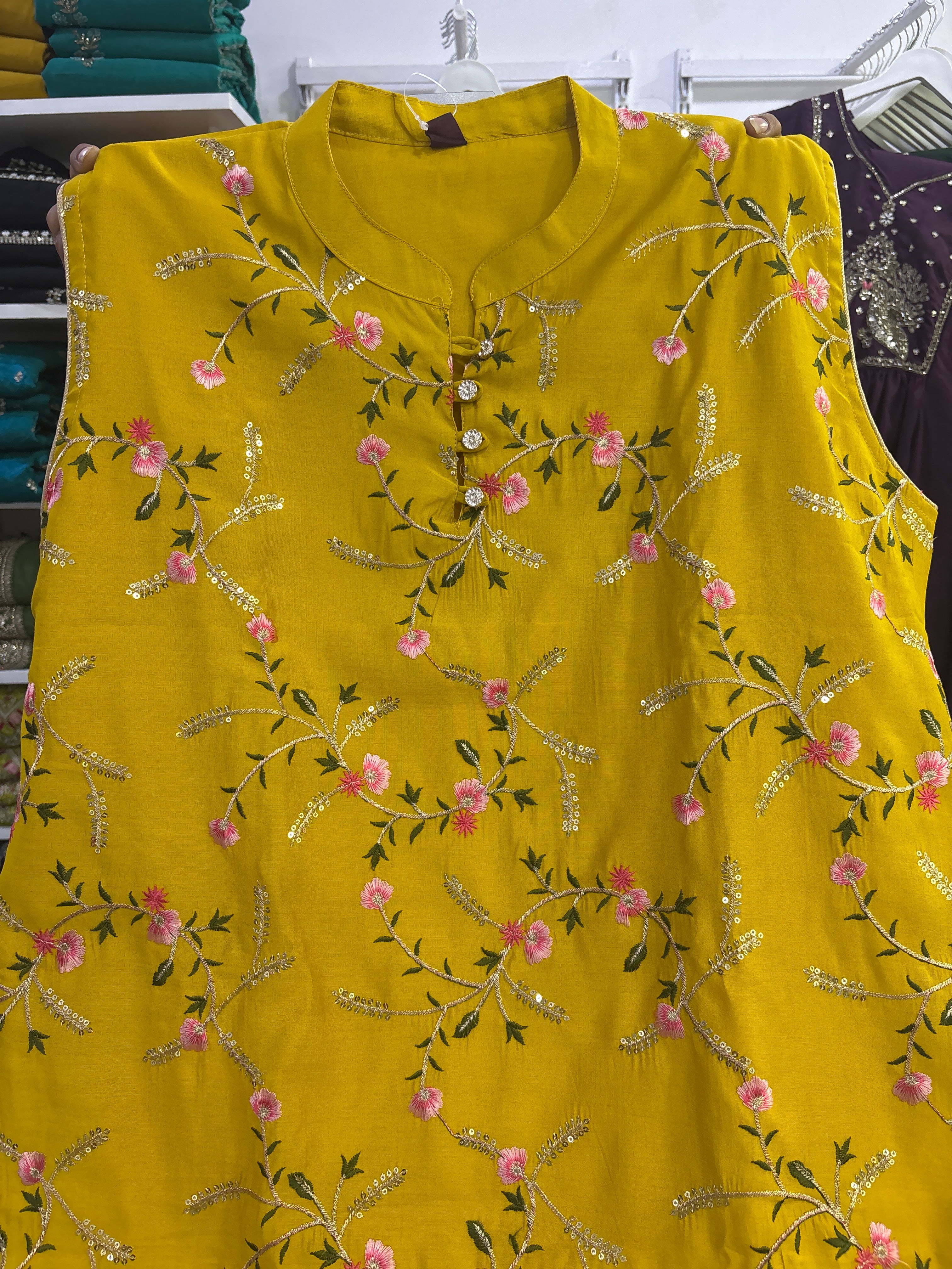 Unstitched half sleeves plus size kurta set jc0185