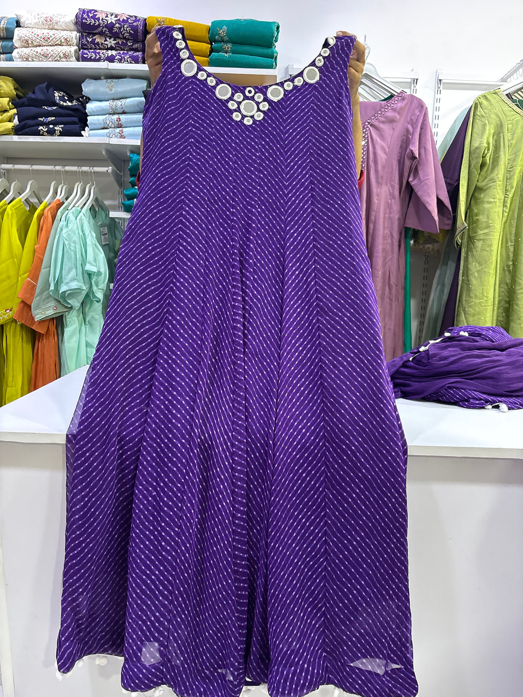 Anarkati unstitched 3/4th kurta set