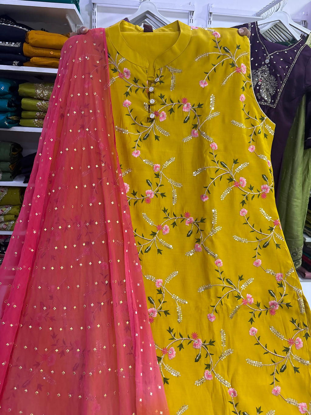 Unstitched half sleeves plus size kurta set jc0185