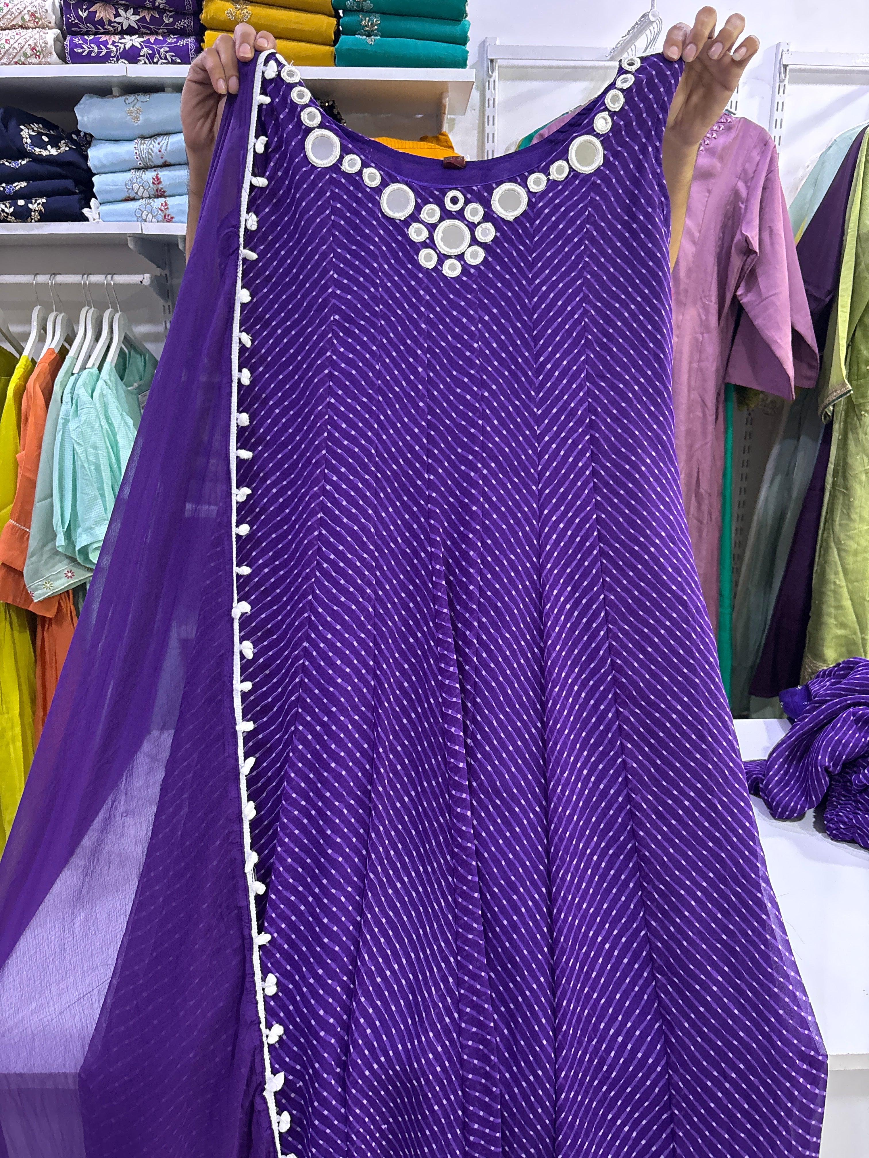 Anarkati unstitched 3/4th kurta set