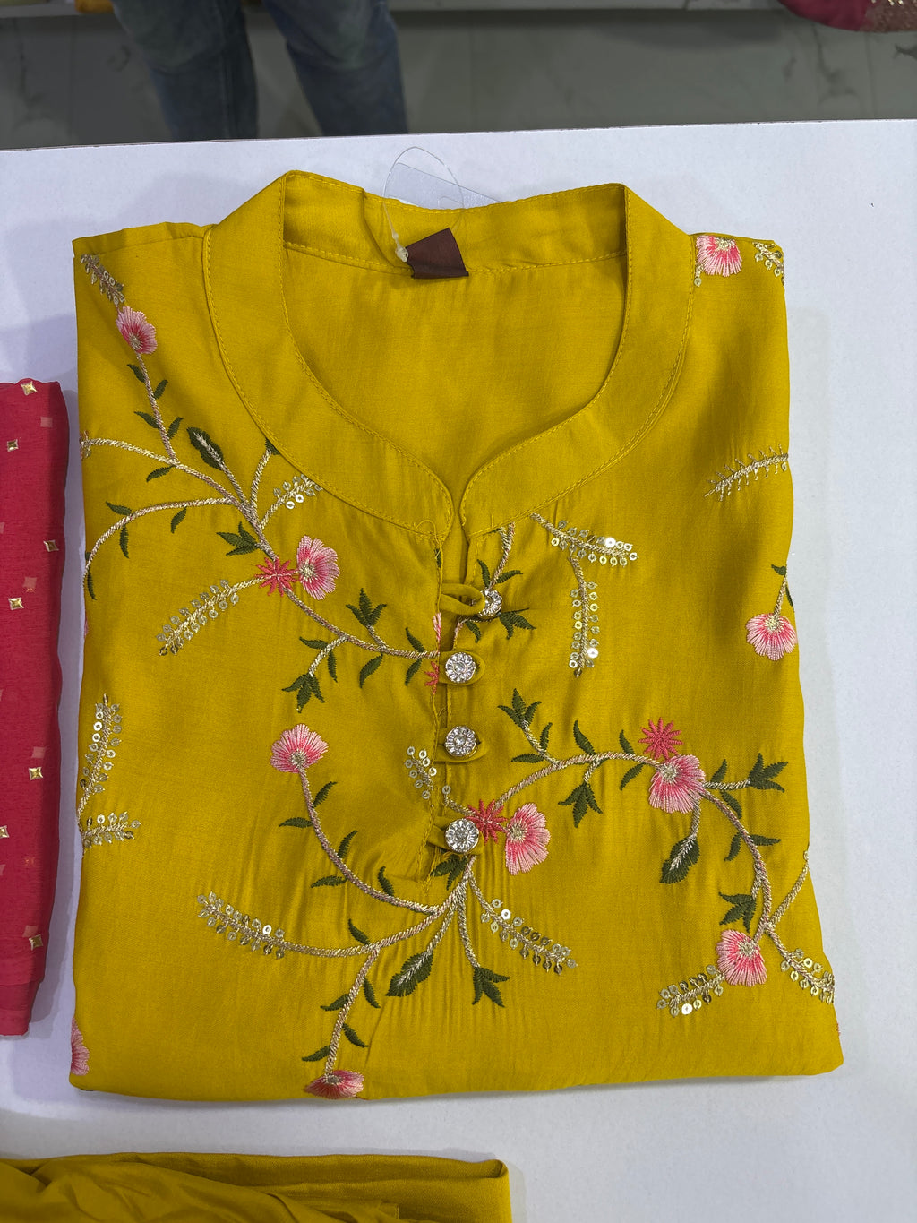 Unstitched half sleeves plus size kurta set jc0185