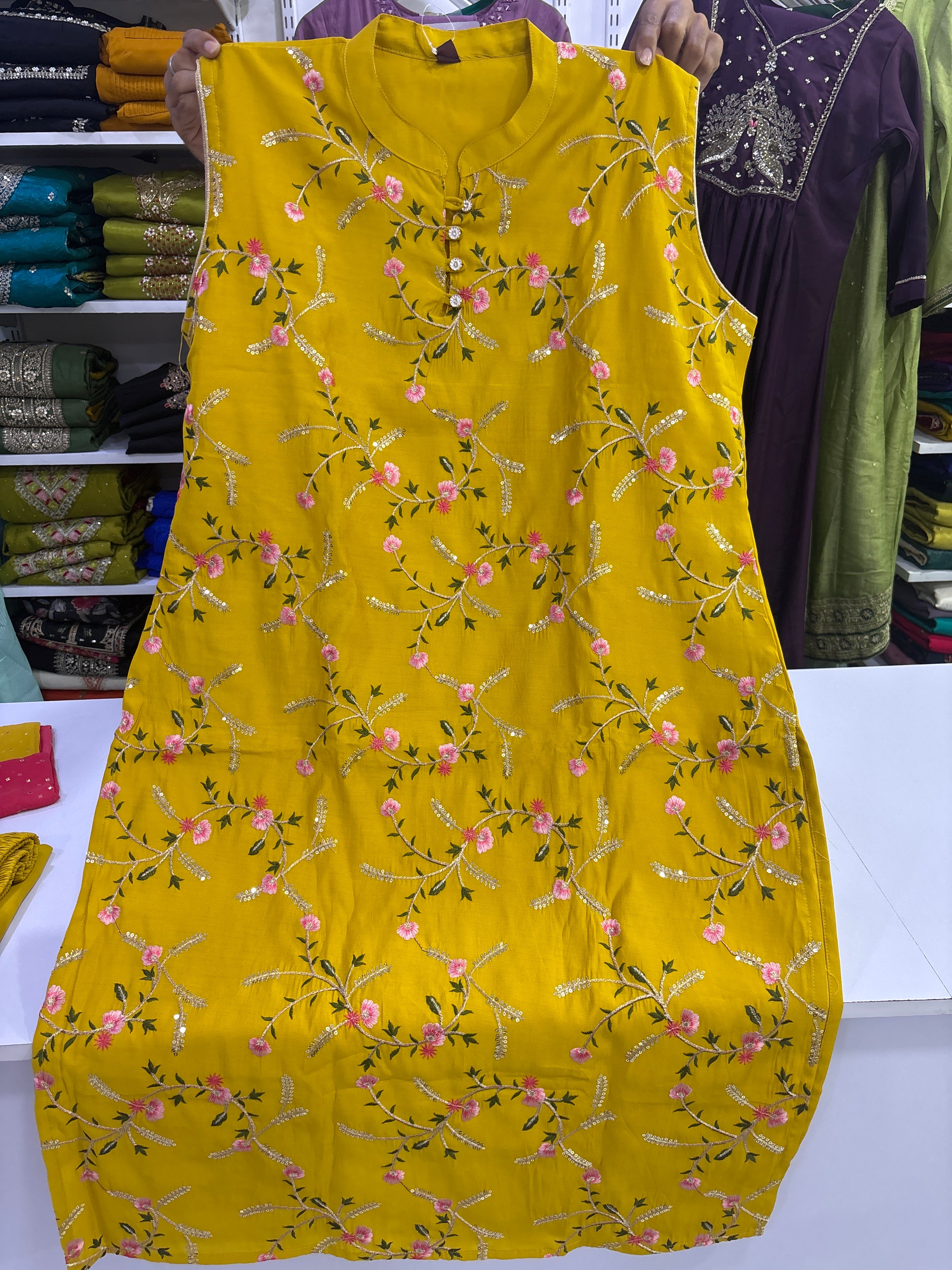 Unstitched half sleeves plus size kurta set jc0185